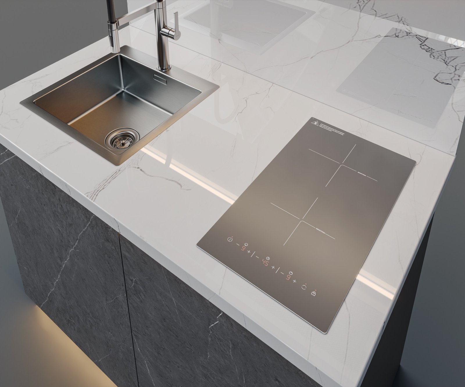 Integrated sink& induction hob.